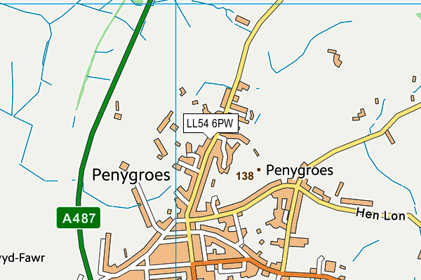 LL54 6PW map - OS VectorMap District (Ordnance Survey)