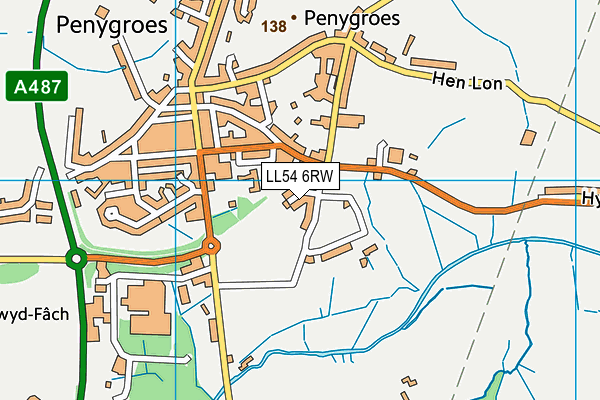 LL54 6RW map - OS VectorMap District (Ordnance Survey)