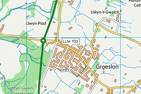 LL54 7DG map - OS VectorMap District (Ordnance Survey)
