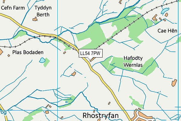 LL54 7PW map - OS VectorMap District (Ordnance Survey)