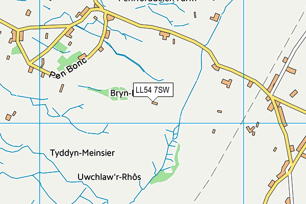 LL54 7SW map - OS VectorMap District (Ordnance Survey)
