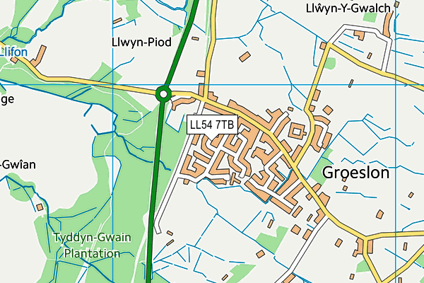 LL54 7TB map - OS VectorMap District (Ordnance Survey)