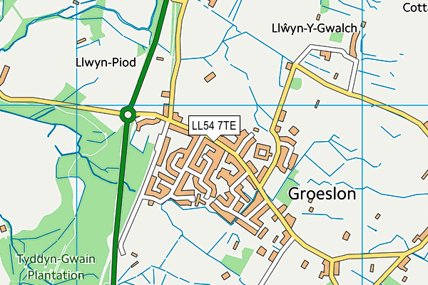 LL54 7TE map - OS VectorMap District (Ordnance Survey)