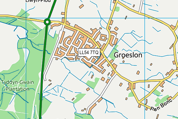 LL54 7TQ map - OS VectorMap District (Ordnance Survey)