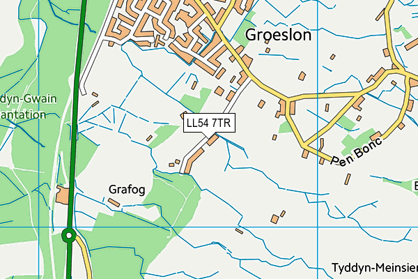 LL54 7TR map - OS VectorMap District (Ordnance Survey)