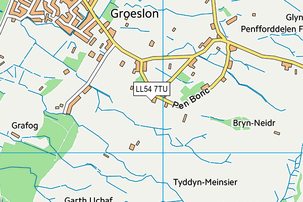 LL54 7TU map - OS VectorMap District (Ordnance Survey)