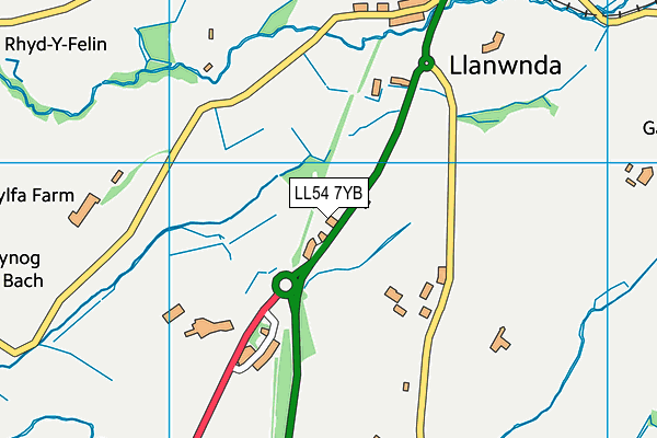 LL54 7YB map - OS VectorMap District (Ordnance Survey)