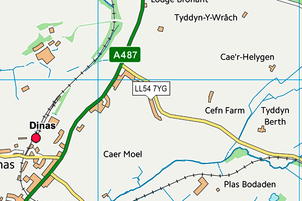 LL54 7YG map - OS VectorMap District (Ordnance Survey)