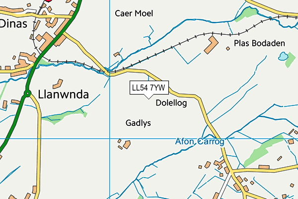 LL54 7YW map - OS VectorMap District (Ordnance Survey)