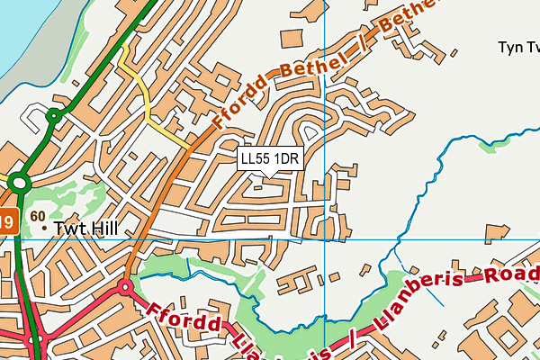 LL55 1DR map - OS VectorMap District (Ordnance Survey)