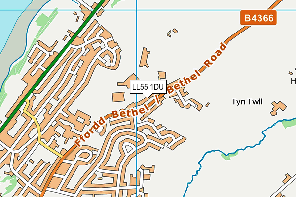 Ysgol Y Gelli map (LL55 1DU) - OS VectorMap District (Ordnance Survey)