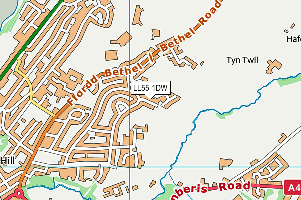 LL55 1DW map - OS VectorMap District (Ordnance Survey)