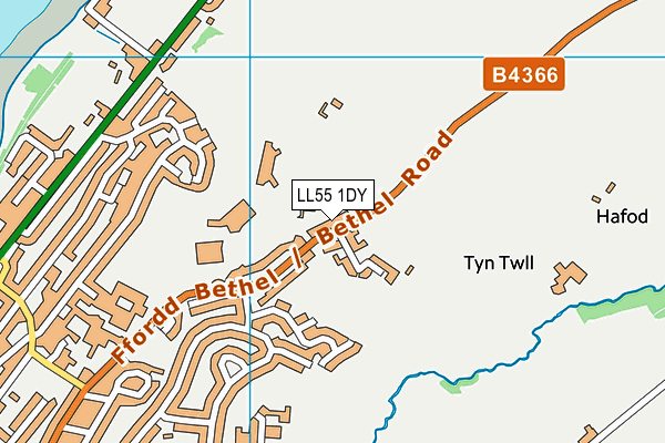 LL55 1DY map - OS VectorMap District (Ordnance Survey)