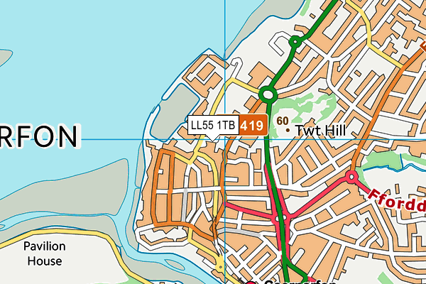 LL55 1TB map - OS VectorMap District (Ordnance Survey)