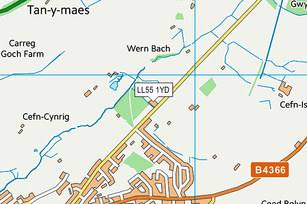 LL55 1YD map - OS VectorMap District (Ordnance Survey)
