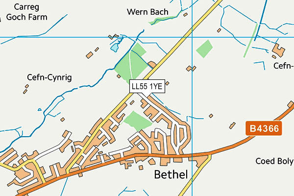 LL55 1YE map - OS VectorMap District (Ordnance Survey)