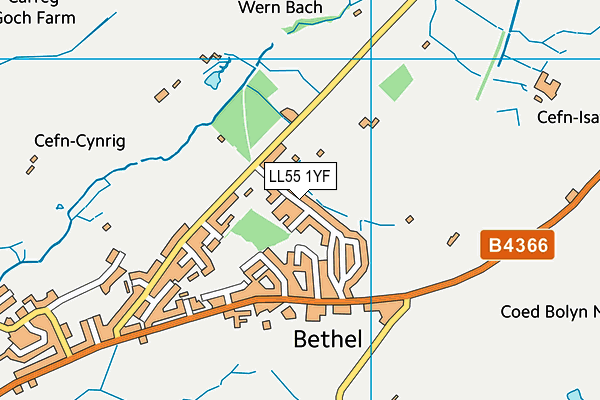 LL55 1YF map - OS VectorMap District (Ordnance Survey)