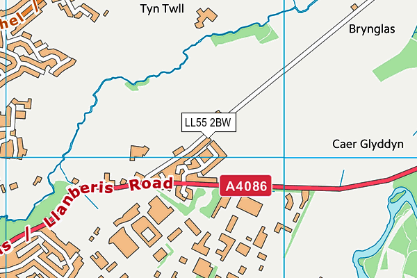 LL55 2BW map - OS VectorMap District (Ordnance Survey)