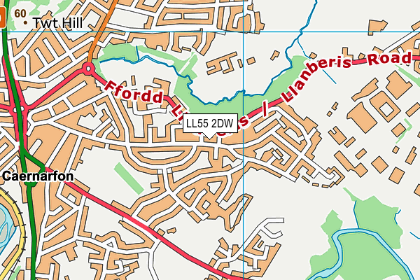 LL55 2DW map - OS VectorMap District (Ordnance Survey)