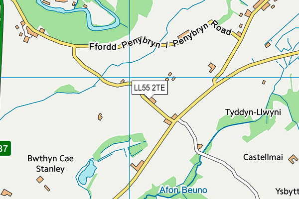 LL55 2TE map - OS VectorMap District (Ordnance Survey)