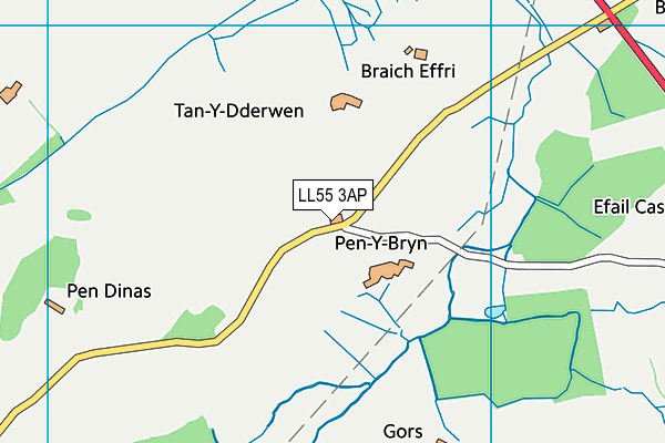 LL55 3AP map - OS VectorMap District (Ordnance Survey)