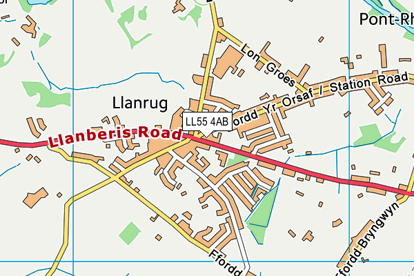 LL55 4AB map - OS VectorMap District (Ordnance Survey)