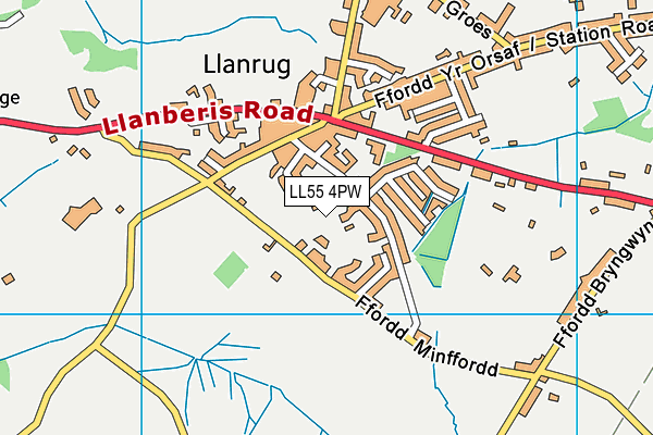 LL55 4PW map - OS VectorMap District (Ordnance Survey)