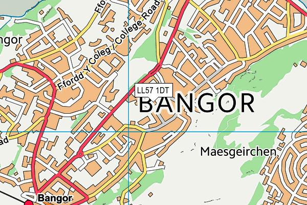 Bangor Independent School map (LL57 1DT) - OS VectorMap District (Ordnance Survey)