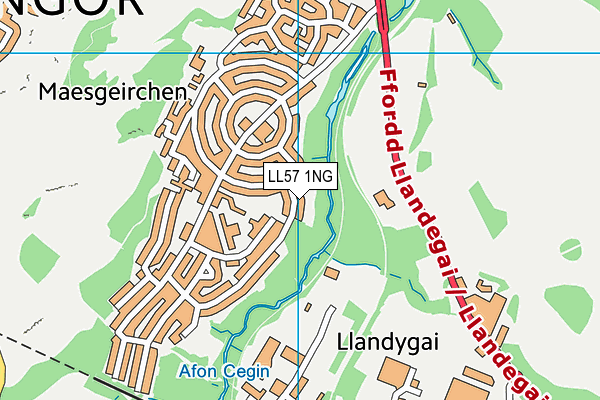 LL57 1NG map - OS VectorMap District (Ordnance Survey)