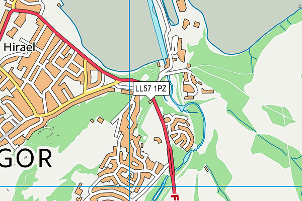 LL57 1PZ map - OS VectorMap District (Ordnance Survey)