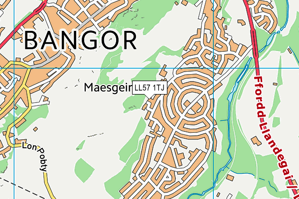 LL57 1TJ map - OS VectorMap District (Ordnance Survey)