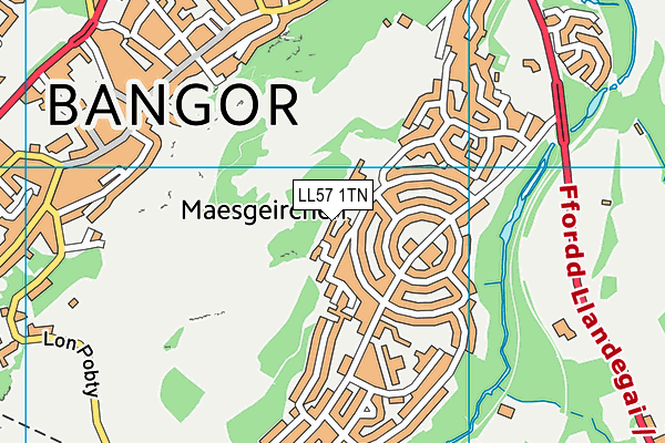 LL57 1TN map - OS VectorMap District (Ordnance Survey)