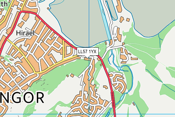 LL57 1YX map - OS VectorMap District (Ordnance Survey)