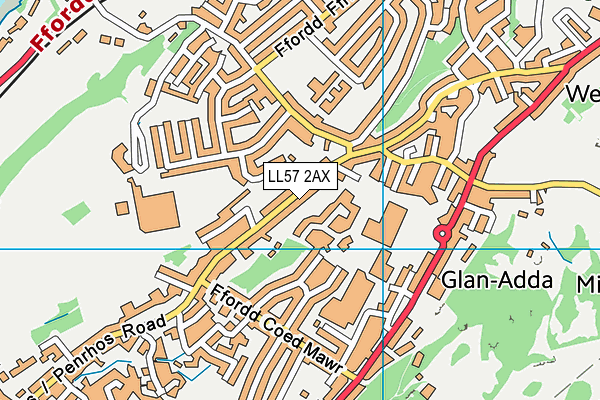 LL57 2AX map - OS VectorMap District (Ordnance Survey)