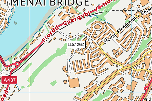 Ysgol Cae Top map (LL57 2GZ) - OS VectorMap District (Ordnance Survey)