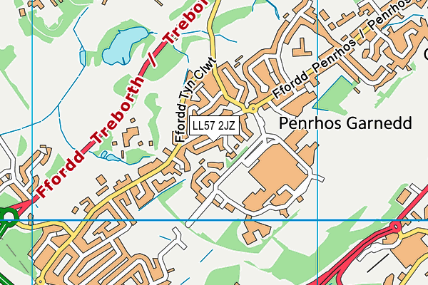 LL57 2JZ map - OS VectorMap District (Ordnance Survey)