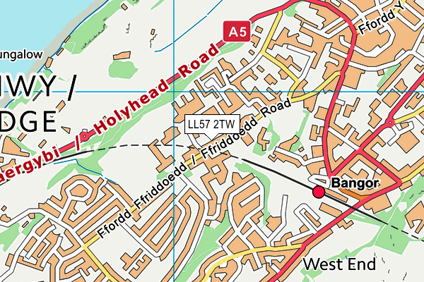 LL57 2TW map - OS VectorMap District (Ordnance Survey)