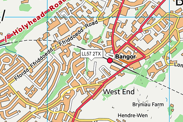 LL57 2TX map - OS VectorMap District (Ordnance Survey)