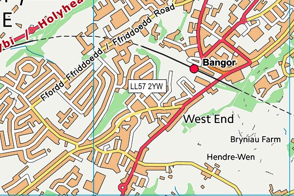LL57 2YW map - OS VectorMap District (Ordnance Survey)