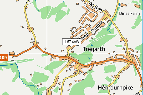 LL57 4AW map - OS VectorMap District (Ordnance Survey)