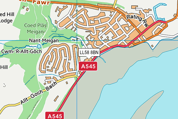 LL58 8BN map - OS VectorMap District (Ordnance Survey)