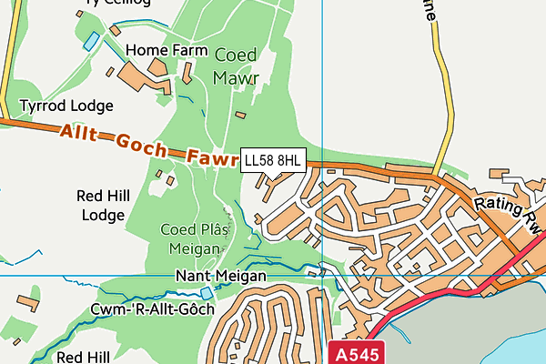 Ysgol Gynradd Beaumaris map (LL58 8HL) - OS VectorMap District (Ordnance Survey)