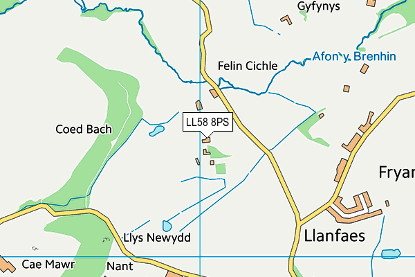 LL58 8PS map - OS VectorMap District (Ordnance Survey)