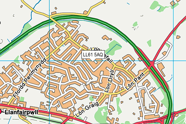 LL61 5AQ map - OS VectorMap District (Ordnance Survey)