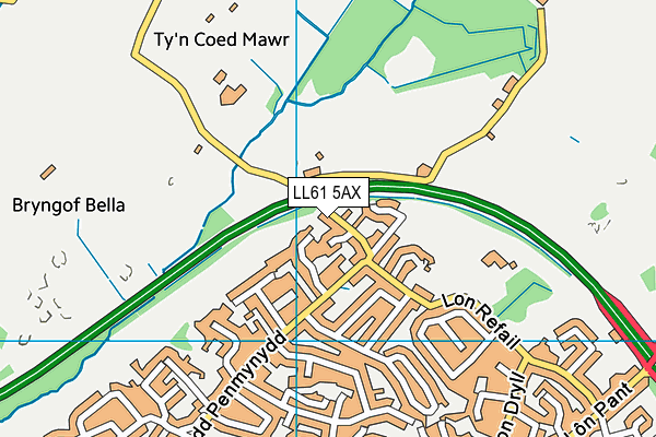 LL61 5AX map - OS VectorMap District (Ordnance Survey)