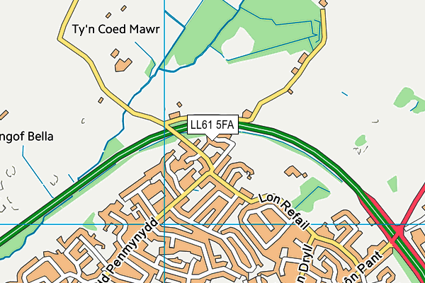 LL61 5FA map - OS VectorMap District (Ordnance Survey)