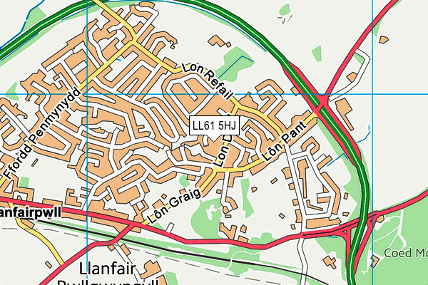 LL61 5HJ map - OS VectorMap District (Ordnance Survey)