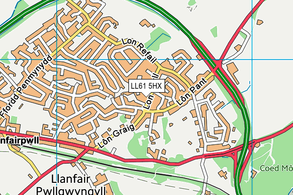 LL61 5HX map - OS VectorMap District (Ordnance Survey)