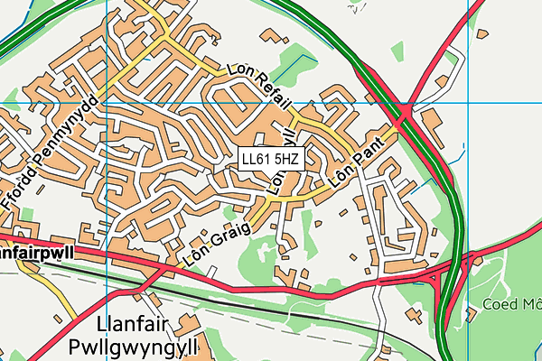 LL61 5HZ map - OS VectorMap District (Ordnance Survey)