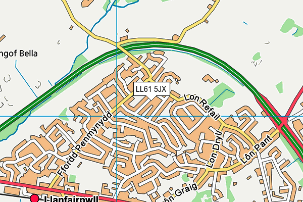 LL61 5JX map - OS VectorMap District (Ordnance Survey)